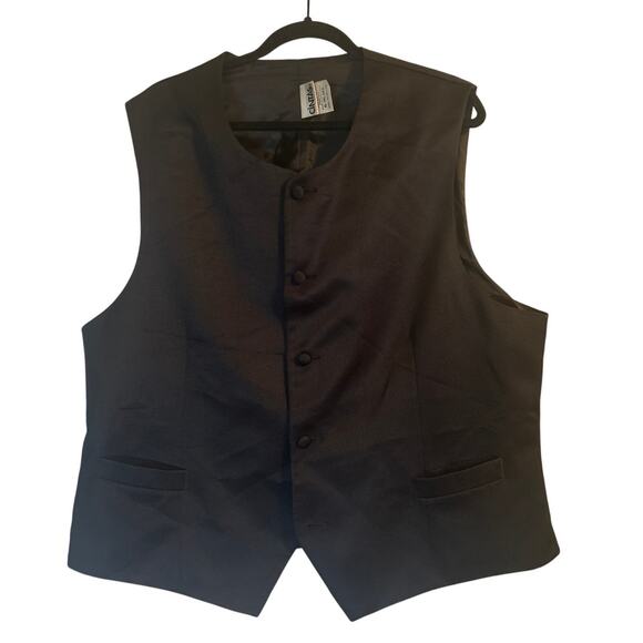 GUC Cintas Black Formal Vest Waistcoat Buttons Waiter 100% Polyester Size XL - Picture 1 of 6